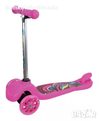 Тротинетка с три гуми, 50Kg. Регулируема височина до 64 см,Светещи гуми