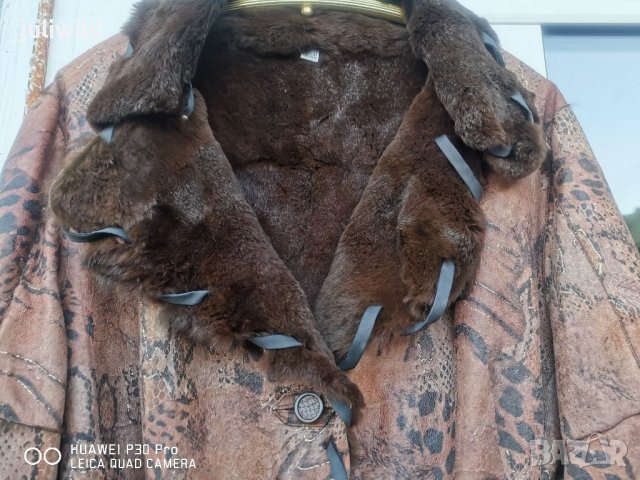 Кожено палто, естествена кожа с косъм, уникат,50%промо, снимка 17 - Палта, манта - 39206820