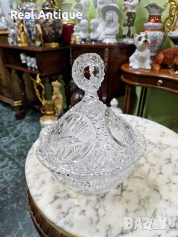 Страхотна антикварна колекционерска немска кристална бомбониера , снимка 4 - Антикварни и старинни предмети - 51008999