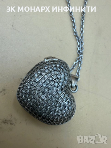 Сребърен ланец със сребърна висулка сърце /925/, снимка 6 - Колиета, медальони, синджири - 52298782