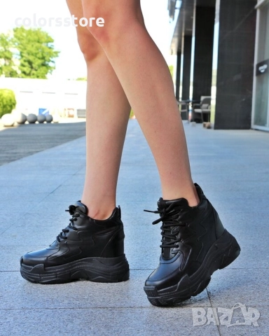 Кецове на платформа - черна кожа - PA100-1 , снимка 3 - Маратонки - 51549180