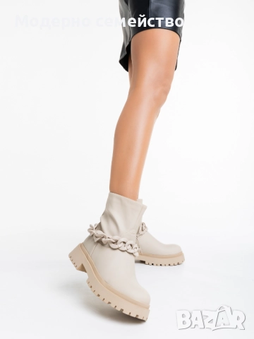 Стилни дамски боти в бежево ПРОМОЦИЯ 