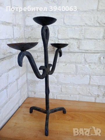 Стар свещник от ковано желязо, снимка 4 - Други ценни предмети - 53207824