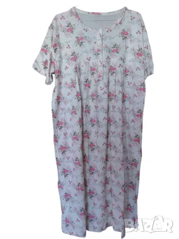 Дамска нощница на цветя, 100% памук, Произведена в България, L