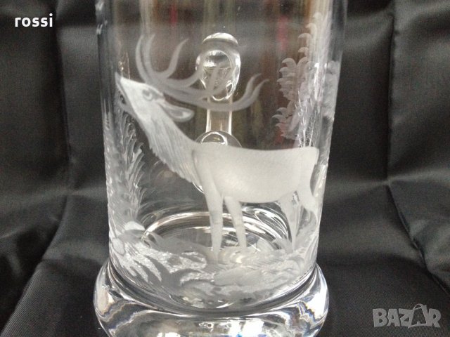 Немска ловна ръчно шлифована стъклена чаша за бира 0,5 л.,  нова, снимка 5 - Колекции - 27099048