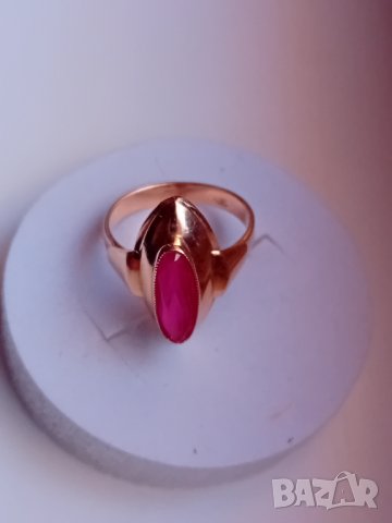 Антикварен руски златен пръстен с рубин, снимка 3 - Пръстени - 43068862