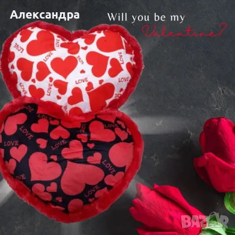 Декоративна подаръчна музикална възглавничка от плат Сърце, 42см, бяла/черна, снимка 2 - Музикални играчки - 49049163