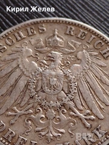 СРЕБЪРНА МОНЕТА 3 марки 1908г. ГЕРМАНСКА ИМПЕРИЯ Вилхелм втори Кайзер на Прусия УНИКАТ 33673, снимка 4 - Нумизматика и бонистика - 39695663