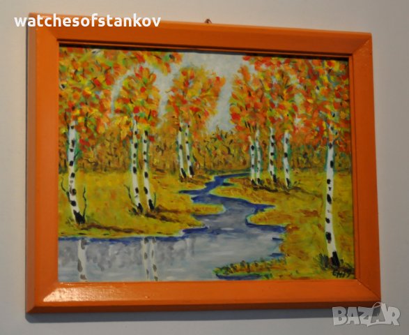 Стефан Ненов "Брези" масло върху платно 36/28 см, снимка 2 - Картини - 27124125