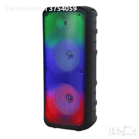 Безжична RGB тонколона – 2×8″ говорителя, Bluetooth, 1200 W, батерия 3000 mAh, снимка 5 - Тонколони - 53192955