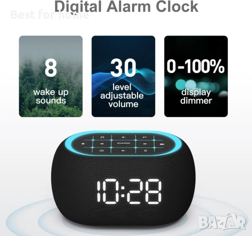 ANJANK Будилник FM радио с Bluetooth високоговорител, Hi-Fi стерео звук, 0-100% димер, снимка 6 - Радиокасетофони, транзистори - 53470598