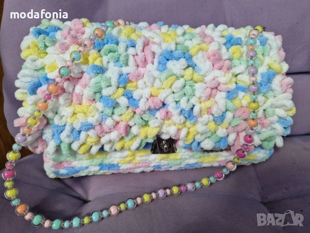 Ръчно изработена чанта CANDY и скрънчи, снимка 6 - Чанти - 51707492