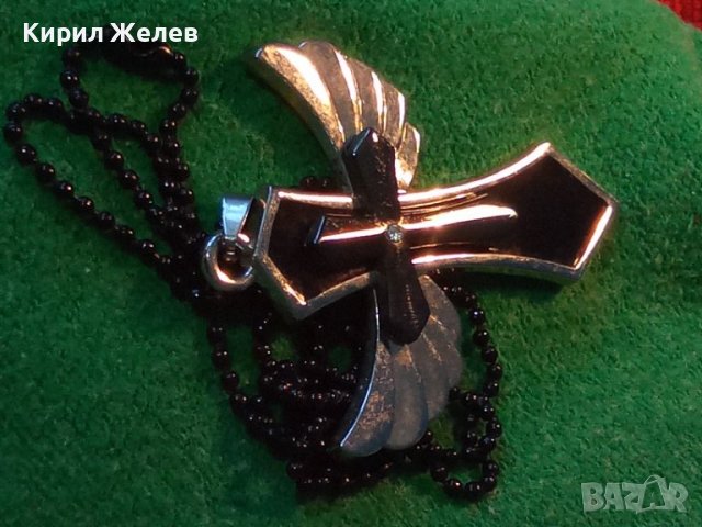 КРАСИВ СТИЛИЗИРАН ФЕШЪН АРТ КРЪСТ - КОЛИЕ БЛАГОРОДНА НЕРЪЖДАЕМА СТОМАНА с ЦИРКОН и ВЕРИЖКА 27486, снимка 3 - Колиета, медальони, синджири - 36982764