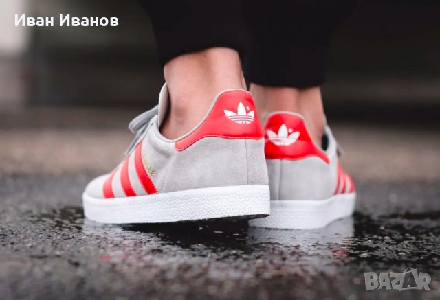 кецове   ADIDAS Gazelle Grey Red Man номер  42 2/3, снимка 4 - Кецове - 33223747