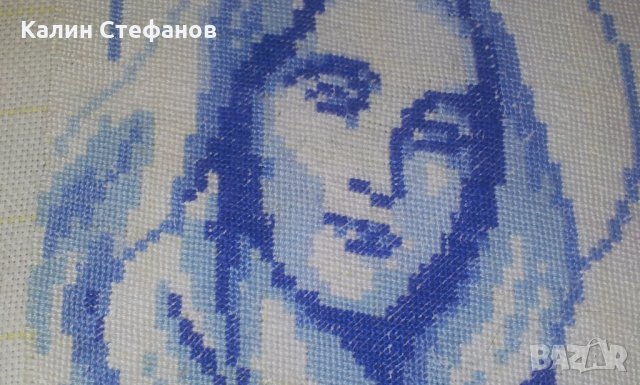Гоблен Мадона в син цвят, снимка 5 - Гоблени - 26689211