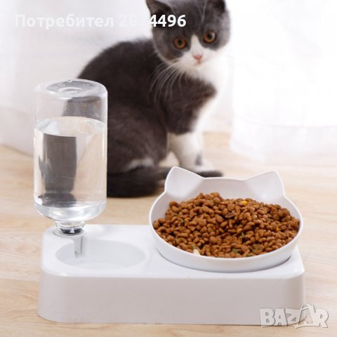 3779 Котешка къпичка за храна с диспенсър за вода