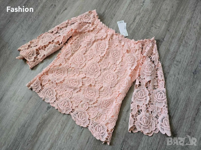 Нова дамска розова блуза / риза с красива дантела