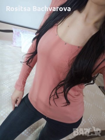 Розова блузка с дантелен гръб, S размер