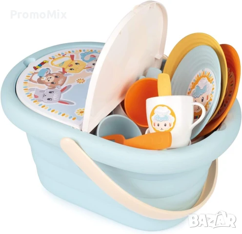 Детска кошница за пикник Smoby Ptitoo 310532 21 части Пикник кошница с чинии и чаши , снимка 4 - Други - 51342159