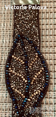 Гривна/ маншет  с кристали и мъниста, снимка 4 - Гривни - 52256396