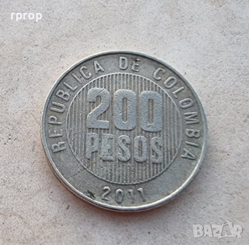 Монета.  Колумбия. 200 песо. 2011 година.
