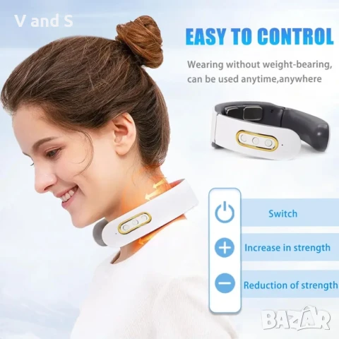 Масажор за врата, интелигентен масажор за врата с , 6 режима, 9 нива на интензивнос, снимка 7 - Масажори - 50722641