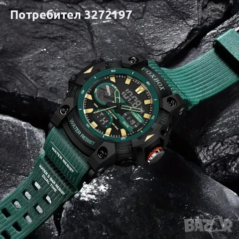 FOXBOX-Японски механизъм двоен дисплей,дигитален+аналогов,водоустойчив, снимка 4 - Мъжки - 48159883