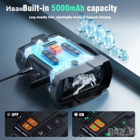 INSKAM 4K Ултра HD цифров уред за нощно виждане с 5000mAh Презареждаема Батерия, снимка 5 - Оборудване и аксесоари за оръжия - 49167823