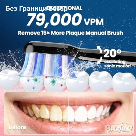 Нова Електрическа четка за зъби 79 000 вибрации, IPX8, 5 режима, калъф, снимка 3 - Други - 53156500