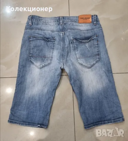 Къси мъжки дънки TMK Jeans с кръпки и връзки – размер 32, снимка 2 - Дънки - 48719665
