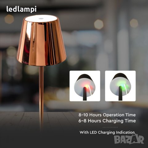 Настолна LED Лампа 3W Димиране Златна Презареждане Топло Бяла Светлина, снимка 4 - Настолни лампи - 43759879