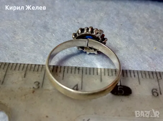 ПРЕКРАСЕН СКЪПОЦЕНЕН СРЕБЪРЕН ПРЪСТЕН СРЕБРО 925 с ФАСЕТИРАН СИН ЦИРКОН МАЙСТОРСКА ФИНА РАБОТА 33141, снимка 9 - Пръстени - 48901625
