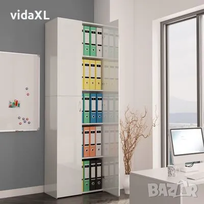 vidaXL Офис шкаф, бял гланц, 60x32x190 см, инженерно дърво(SKU:800303), снимка 2 - Шкафове - 48783441