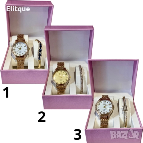 Луксозен дамски часовник с елегантна гривна – стил и изящество в една кутия, снимка 8 - Бижутерийни комплекти - 52596517