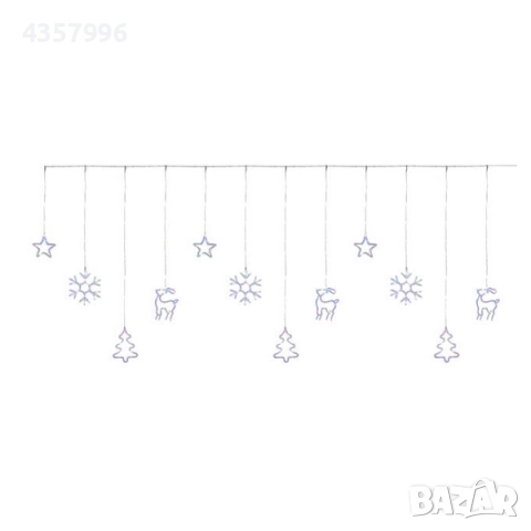 Декоративна коледна LED завеса, 12 фигурки, 198 крушки , снимка 5 - Декорация за дома - 52380762