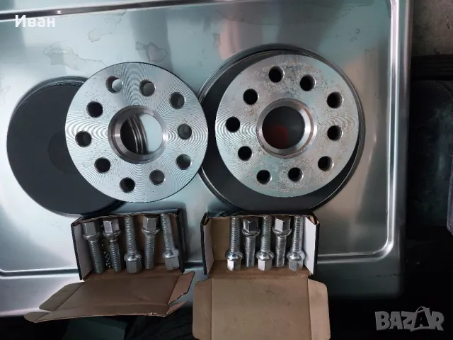 Алуминиеви дистанционни фланци 20мм 5*100/112 57.1 VW AUDI с дълги болтове , снимка 3 - Части - 49961930