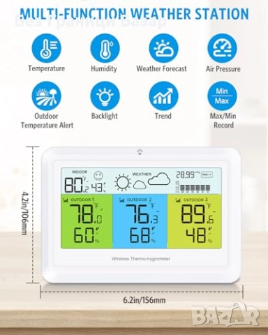 Нова Домашна метеостанция с барометър, вътрешна и външна температура, снимка 4 - Друга електроника - 51684168