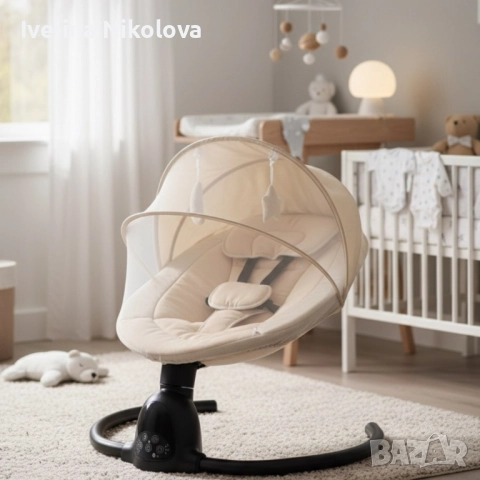 Интелигентен бебешки шезлонг с Bluetooth, дистанционно управление и автоматично люлеене