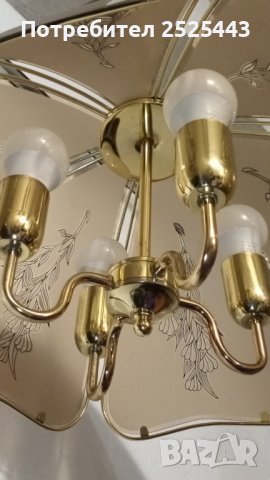 Абажур (полилей) - метален с 6 стъкла  - и 4 х 10W - Нови LED крушки, снимка 3 - Лампи за стена - 44006638