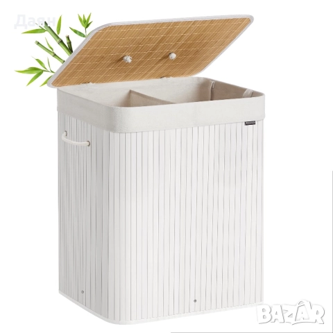 Бамбуков кош за пране SONGMICS, 120, 2 отделения, снимка 7 - Други стоки за дома - 52635865