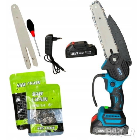 АКУМУЛАТОРЕН ТРИОН ЗА ДЪРВО И КЛОНИ UKC 48V КОМПЛЕКТ + 2 вериги, снимка 6 - Градински инструменти - 52234992