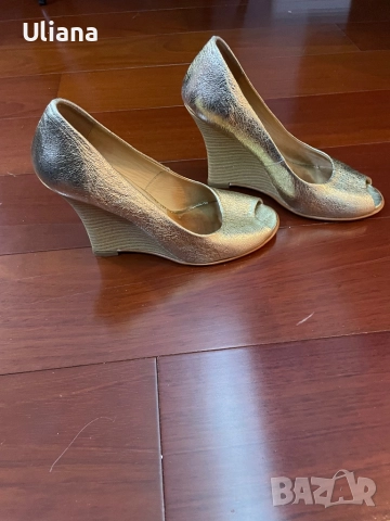 Дамски елегантни златни обувки Sara Pen кожа, снимка 9 - Дамски обувки на ток - 51919154