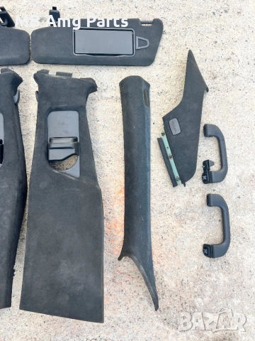 W218 Алкантара сенници огледало колонки плафони дръжки черни, снимка 3 - Части - 51884894