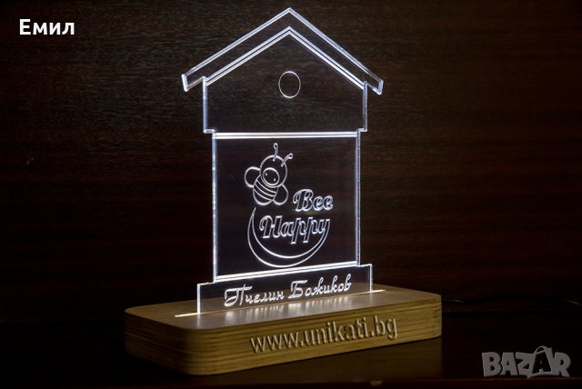 Настолна лампа пчелен кошер - подарък за пчелар, снимка 4 - Настолни лампи - 26685799