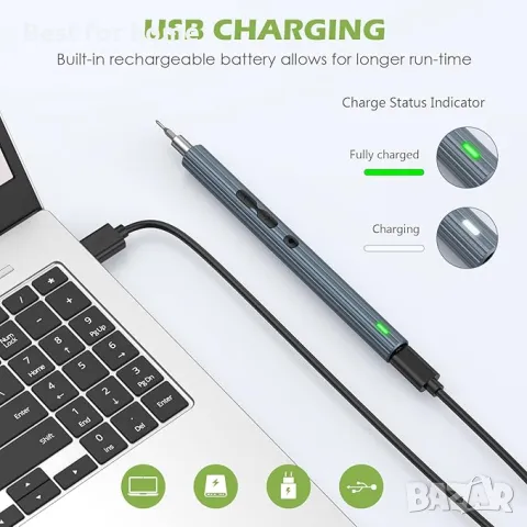 Прецизна електрическа отвертка KeeKit, снимка 2 - Отвертки - 49411056