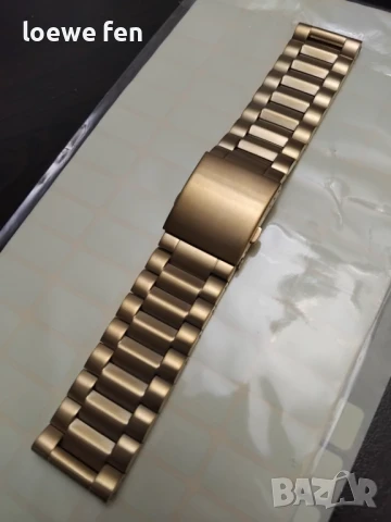 Верижка за часовник масивна плътна неръждаема стомана златиста златна позлатена gold!, снимка 6 - Каишки за часовници - 50741780