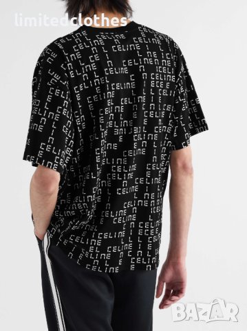 CELINE Black Monogram Digital Logo Print Мъжка Тениска size M и XL, снимка 3 - Тениски - 43563730