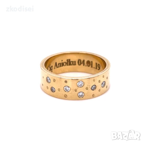 Златен пръстен брачна халка с брилянти 6,48гр. размер:52 14кр. проба:585 модел:32250-2