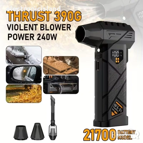 Мощен ръчен въздушен турбо вентилатор, USB презареждане, прахосмукачка за дома, кола, сняг, компютър, снимка 2 - Прахосмукачки - 53305373