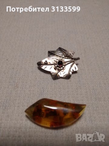 Гривна и брошка от сребро; кехлибарена брошка , снимка 2 - Гривни - 38879433